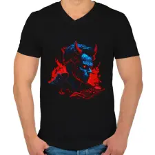 PRINTFASHION Devil design - Férfi V-nyakú póló - Fekete férfi póló