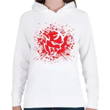 PRINTFASHION Devil face - Női kapucnis pulóver - Fehér női pulóver, kardigán
