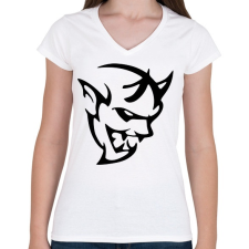 PRINTFASHION Devil - Női V-nyakú póló - Fehér női póló