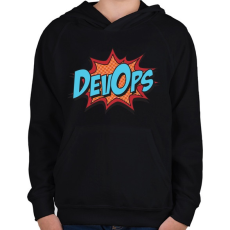 PRINTFASHION Devops - Gyerek kapucnis pulóver - Fekete