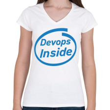 PRINTFASHION DevOps Inside - Női V-nyakú póló - Fehér női póló