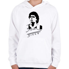 PRINTFASHION Diego aláírással - Gyerek kapucnis pulóver - Fehér