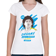 PRINTFASHION Diego Maradona 1 - Női V-nyakú póló - Fehér női póló