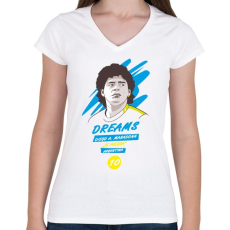 PRINTFASHION Diego Maradona 2 - Női V-nyakú póló - Fehér
