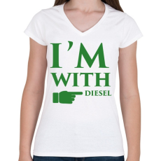 PRINTFASHION diesel.png - Női V-nyakú póló - Fehér