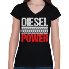 PRINTFASHION Diesel Power - Női V-nyakú póló - Fekete női póló