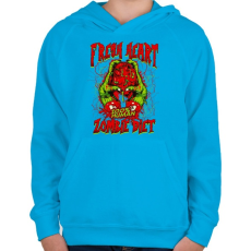 PRINTFASHION Diétázó zombi - Gyerek kapucnis pulóver - Azúrkék
