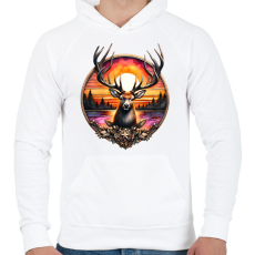 PRINTFASHION Díjnyertes szarvasbika / szarvas - Vadász / vadászoknak / vadásznak - Férfi kapucnis pulóver - Fehér