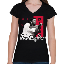 PRINTFASHION Dinah Washington - Női V-nyakú póló - Fekete női póló