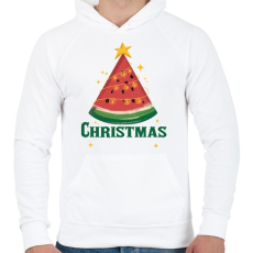 PRINTFASHION Dinnye karácsonyfa - Férfi kapucnis pulóver - Fehér