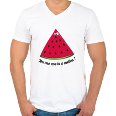 PRINTFASHION Dinnye vagy! - Férfi V-nyakú póló - Fehér