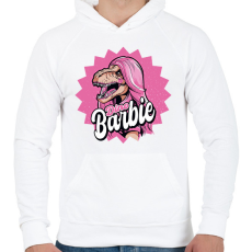 PRINTFASHION Dínó Barbie - Férfi kapucnis pulóver - Fehér