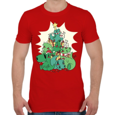 PRINTFASHION Dínó karácsonyfa - Férfi póló - Piros