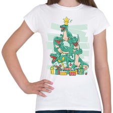 PRINTFASHION Dínó karácsonyfa - Női póló - Fehér női póló