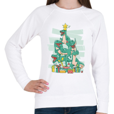 PRINTFASHION Dínó karácsonyfa - Női pulóver - Fehér női pulóver, kardigán