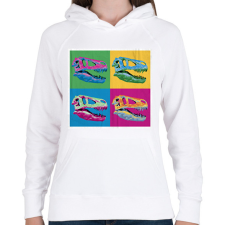 PRINTFASHION Dínó koponyák - Női kapucnis pulóver - Fehér női pulóver, kardigán