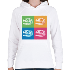 PRINTFASHION Dínó koponyák - Női kapucnis pulóver - Fehér