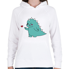 PRINTFASHION Dino love - fiú - Női kapucnis pulóver - Fehér