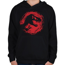 PRINTFASHION Dínó park - Gyerek kapucnis pulóver - Fekete gyerek pulóver, kardigán