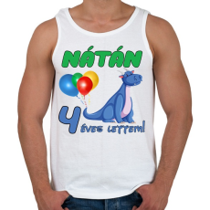 PRINTFASHION Dínó szülinap (egyedi névvel) - Férfi atléta - Fehér