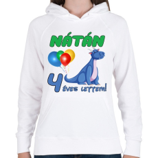 PRINTFASHION Dínó szülinap (egyedi névvel) - Női kapucnis pulóver - Fehér