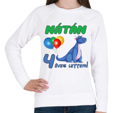PRINTFASHION Dínó szülinap (egyedi névvel) - Női pulóver - Fehér női pulóver, kardigán