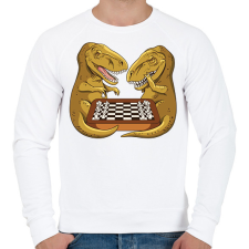 PRINTFASHION Dínók sakkoznak - Férfi pulóver - Fehér férfi pulóver, kardigán