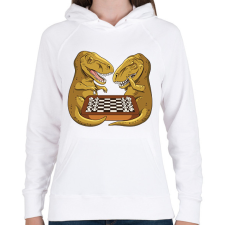 PRINTFASHION Dínók sakkoznak - Női kapucnis pulóver - Fehér női póló