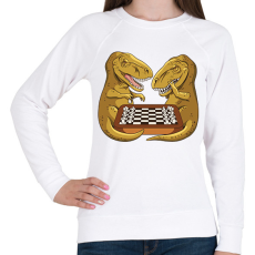 PRINTFASHION Dínók sakkoznak - Női pulóver - Fehér