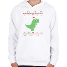 PRINTFASHION Dínós csúnya pulcsi - Gyerek kapucnis pulóver - Fehér