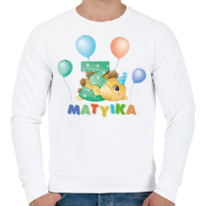 PRINTFASHION Dínós szülinap - Névvel, számmal - Férfi pulóver - Fehér