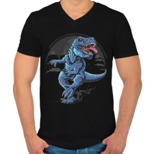 PRINTFASHION Dinoszaurusz  - Férfi V-nyakú póló - Fekete férfi póló