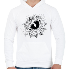 PRINTFASHION Dinoszaurusz/Sárkány szem - Fekete - Férfi kapucnis pulóver - Fehér férfi pulóver, kardigán