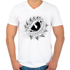 PRINTFASHION Dinoszaurusz/Sárkány szem - Fekete - Férfi V-nyakú póló - Fehér