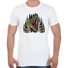 PRINTFASHION Dinoszaurusz - Tépett anyag - Férfi póló - Fehér