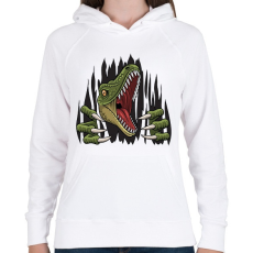 PRINTFASHION Dinoszaurusz - Tépett anyag - Női kapucnis pulóver - Fehér