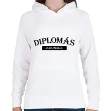 PRINTFASHION Diplomás munkanélküli - Női kapucnis pulóver - Fehér női pulóver, kardigán