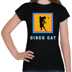 PRINTFASHION DISCO CAT - Női póló - Fekete