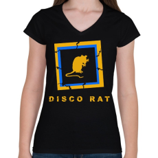 PRINTFASHION DISCO RAT - Női V-nyakú póló - Fekete