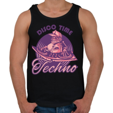 PRINTFASHION Disco Time - Techno - Férfi atléta - Fekete atléta, trikó