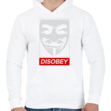 PRINTFASHION Disobey - Férfi kapucnis pulóver - Fehér férfi pulóver, kardigán