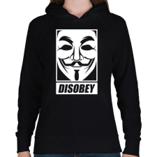 PRINTFASHION disobey vendetta - Női kapucnis pulóver - Fekete női pulóver, kardigán