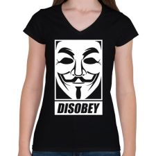 PRINTFASHION disobey vendetta - Női V-nyakú póló - Fekete női póló