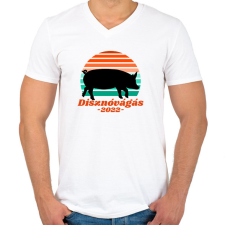 PRINTFASHION Disznóvágás 2022 - Férfi V-nyakú póló - Fehér férfi póló
