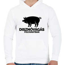 PRINTFASHION Disznóvágás folyamatban - Férfi kapucnis pulóver - Fehér