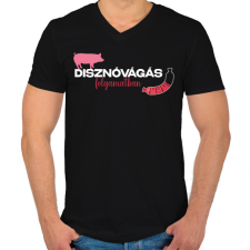 PRINTFASHION Disznóvágás folyamatban - Férfi V-nyakú póló - Fekete férfi póló