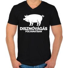 PRINTFASHION Disznóvágás in progress - Férfi V-nyakú póló - Fekete férfi póló