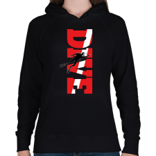 PRINTFASHION Dive - Búváros, piros,fehér - Női kapucnis pulóver - Fekete női pulóver, kardigán