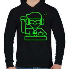 PRINTFASHION Dj - Férfi kapucnis pulóver - Fekete férfi pulóver, kardigán