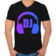 PRINTFASHION Dj - Férfi V-nyakú póló - Fekete